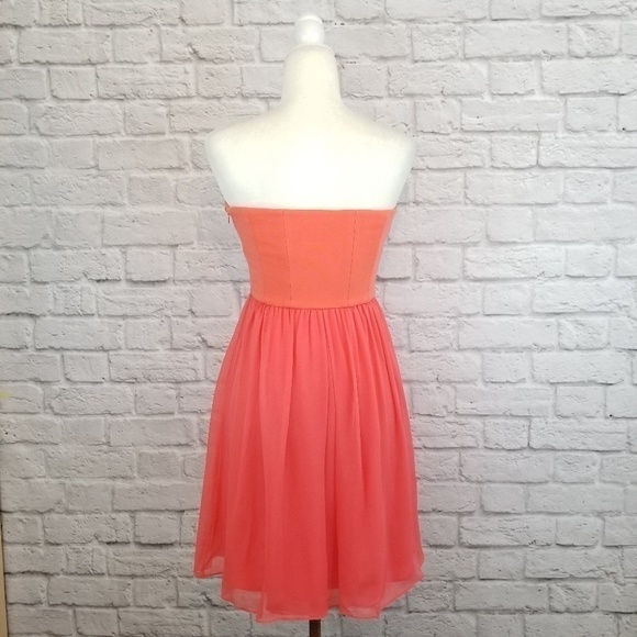 Diane Von Furstenberg coral strapless chiffon short dress women's size 2 Y2K - Picture 7 of 9
